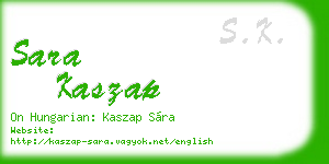 sara kaszap business card